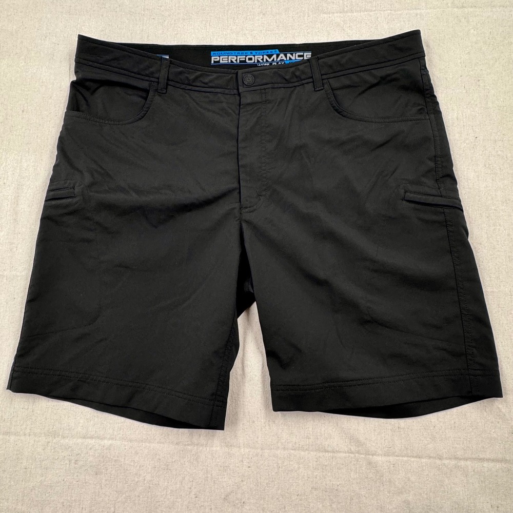 Roundtree & Yorke Performance Work Play Tech Shorts Mens 40 Black Stretch Golf‎